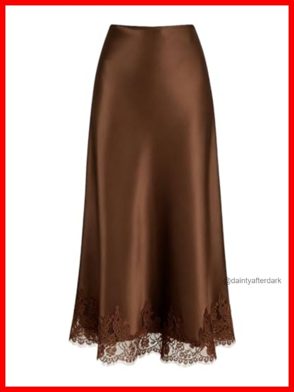 Lace Trim Satin Midi Skirt High Waisted A-Line Flowy Long Skirt for Women